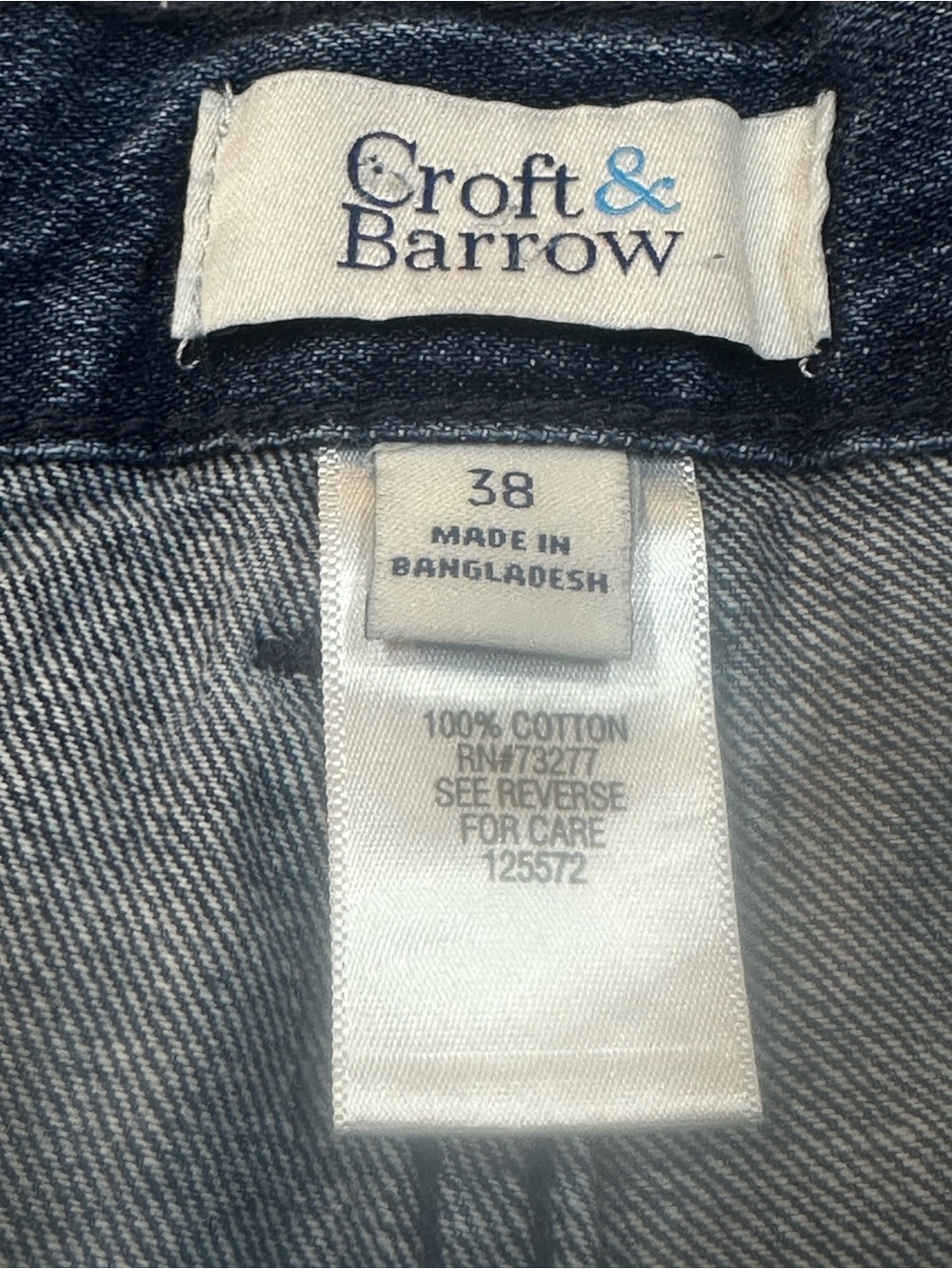 Croft & Barrow Men’s Dark Blue Denim Cargo Shorts Elastic Sides 6 Pockets Sz 38 - Picture 4 of 9